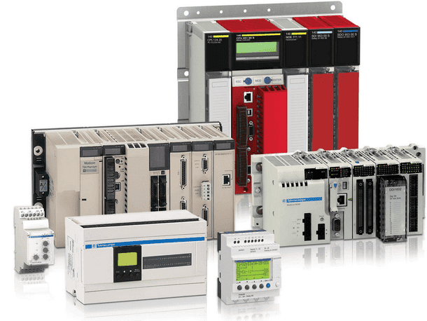 PLC controllers in industrial cabinet